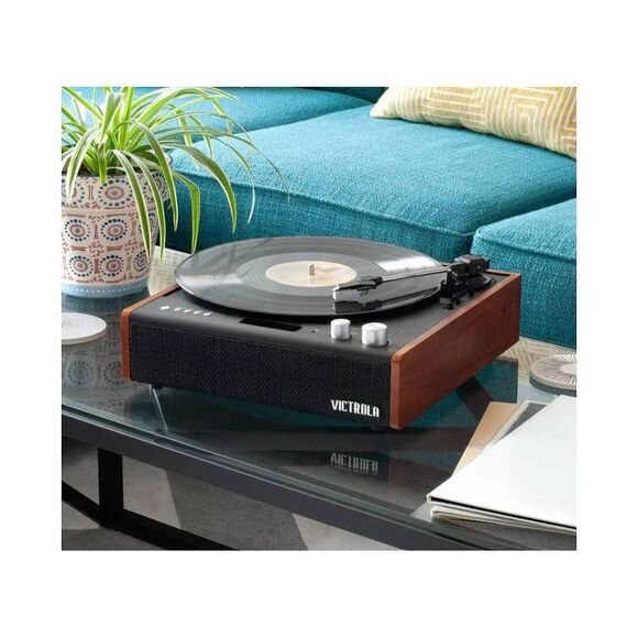 Open Box - Victrola -  Brighton Record Player Turntab Black/Brown - Picture 4 of 10